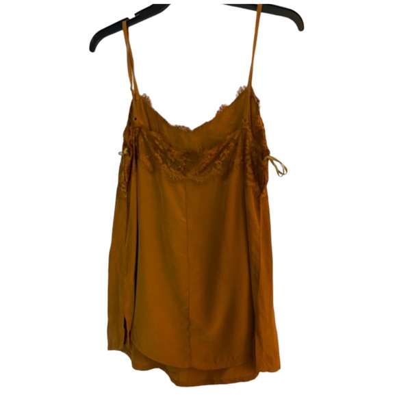 Wishlist Apparel Womens Cami Tank Top Brown Lace Neckline Viscose Rayon Medium - Picture 2 of 6